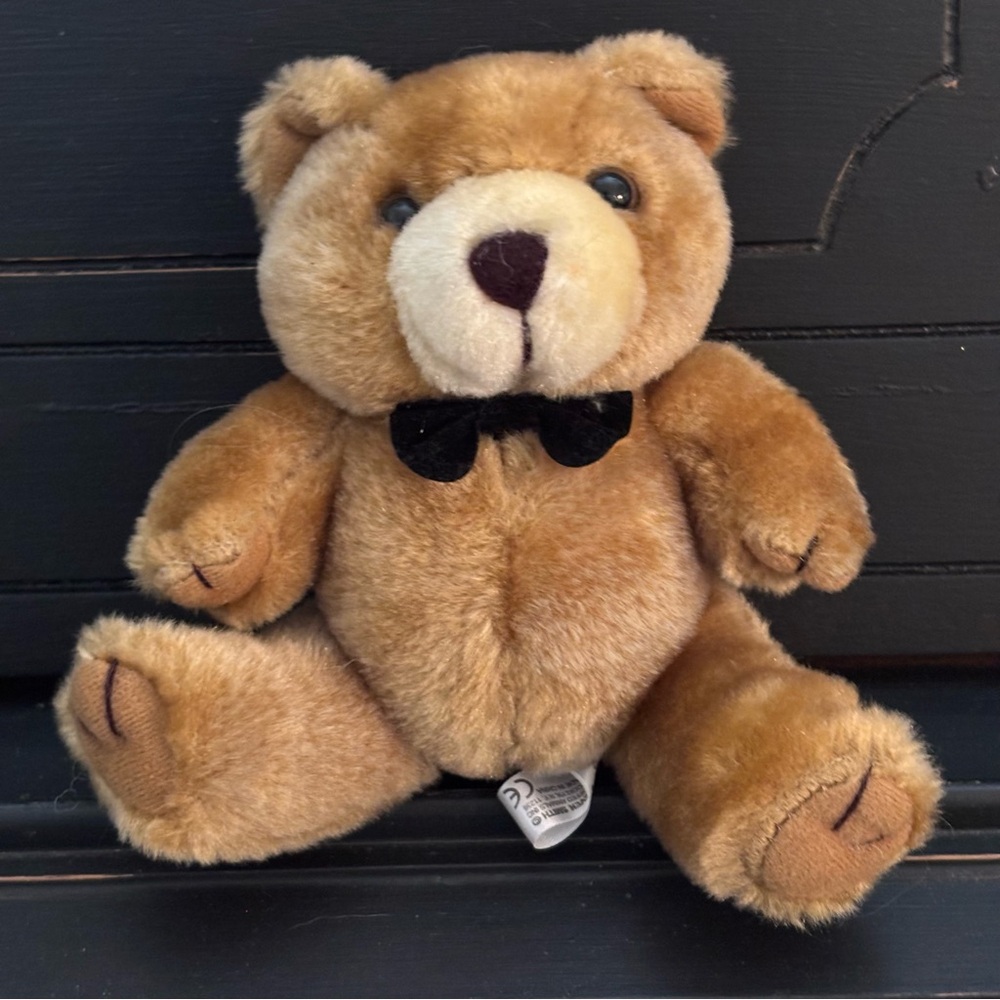 STEVEN SMITH Brown Teddy Bear With Black Bow Tie‎ 6.5”